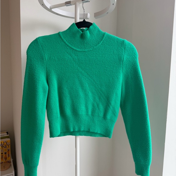 Zara Sweaters - ZARA Green Cropped Fuzzy Turtleneck Sweater | Cozy Chic